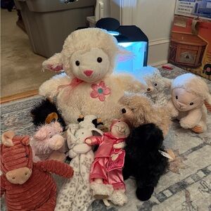 Plush Lamb Toy with Pink Accents